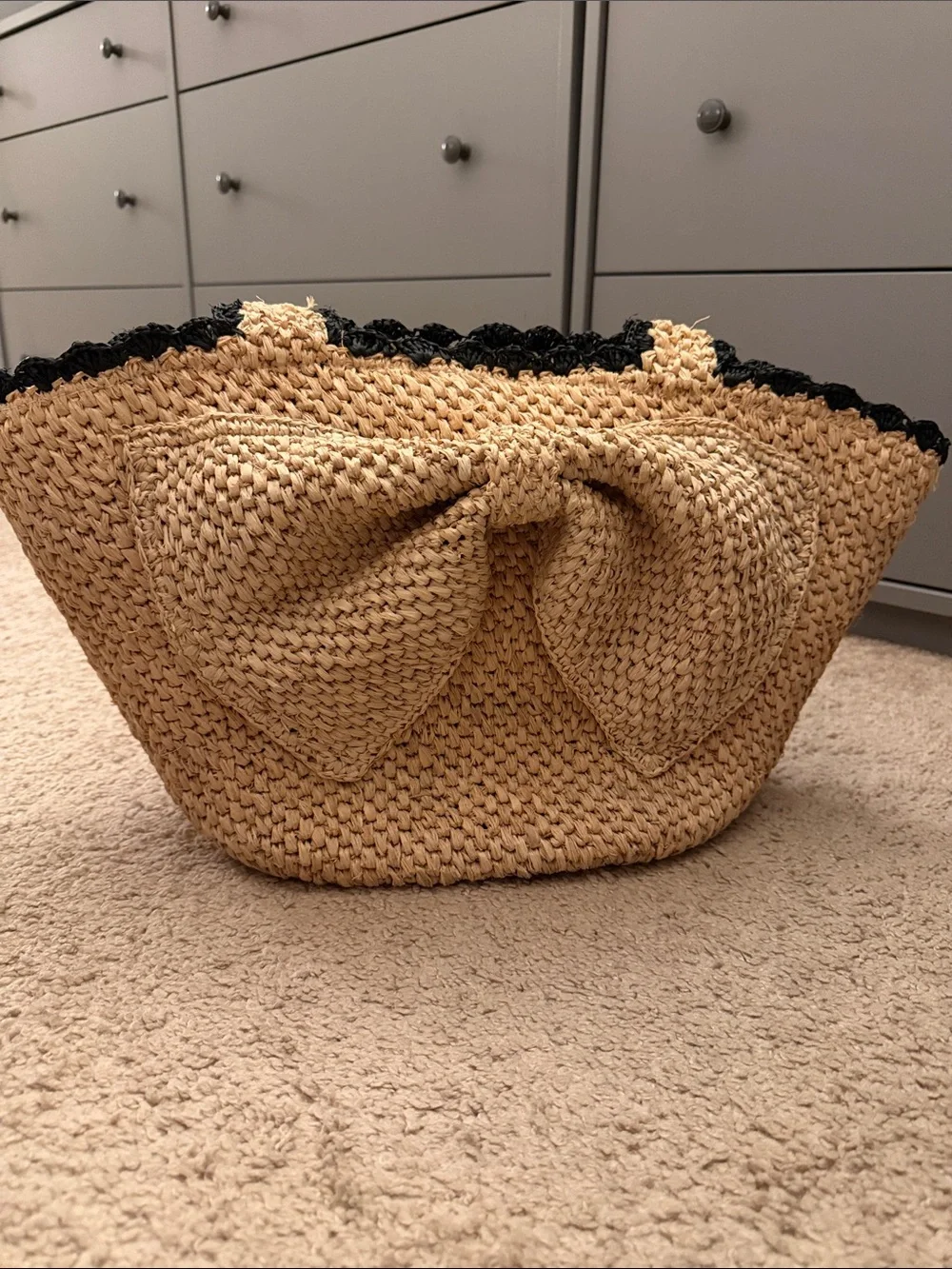 Kate Spade x Target Raffia Bow Tote Natural Black Limited Edition